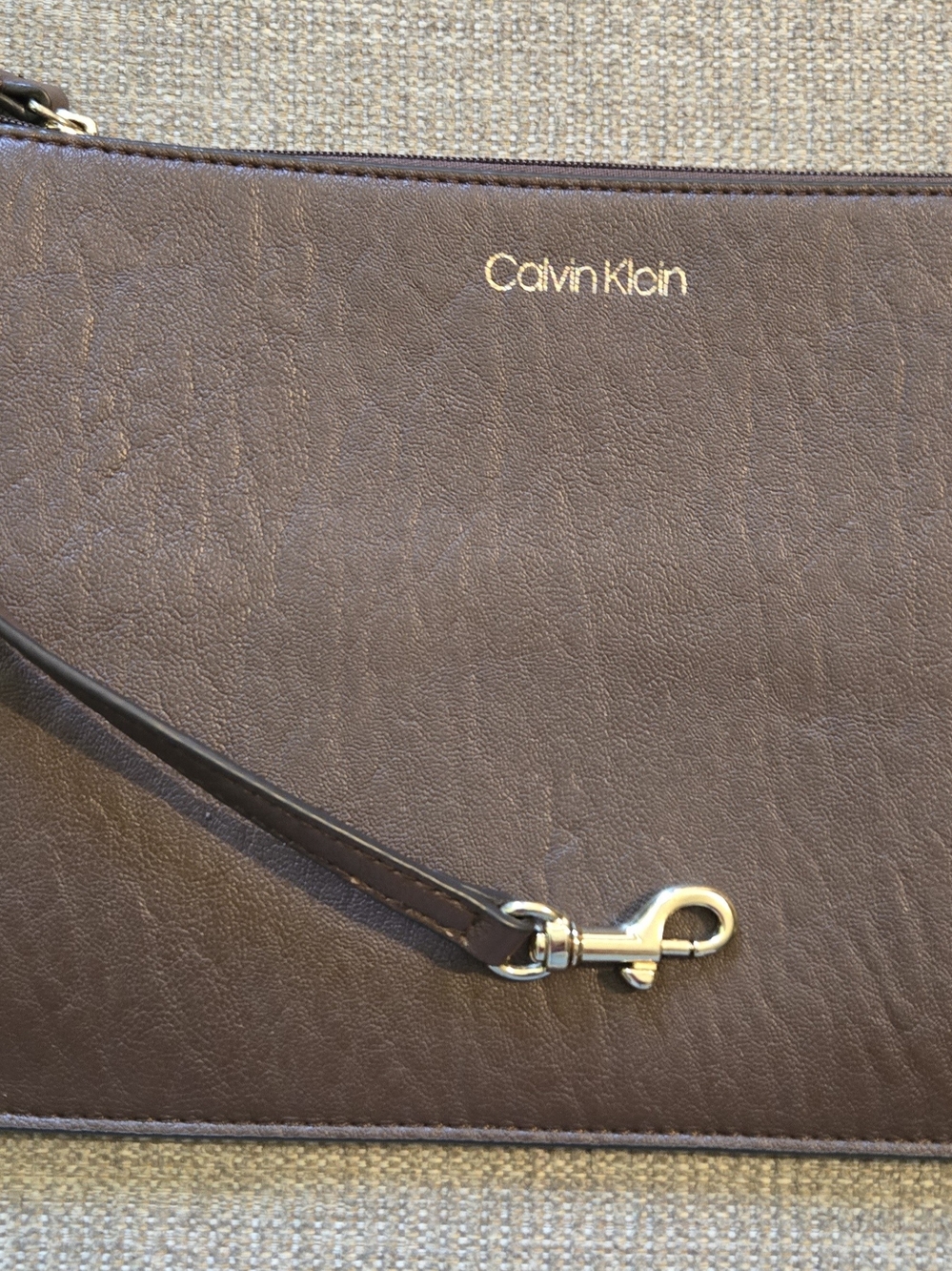 Calvin Klein Brown Purse Organizer with Gold Hardware